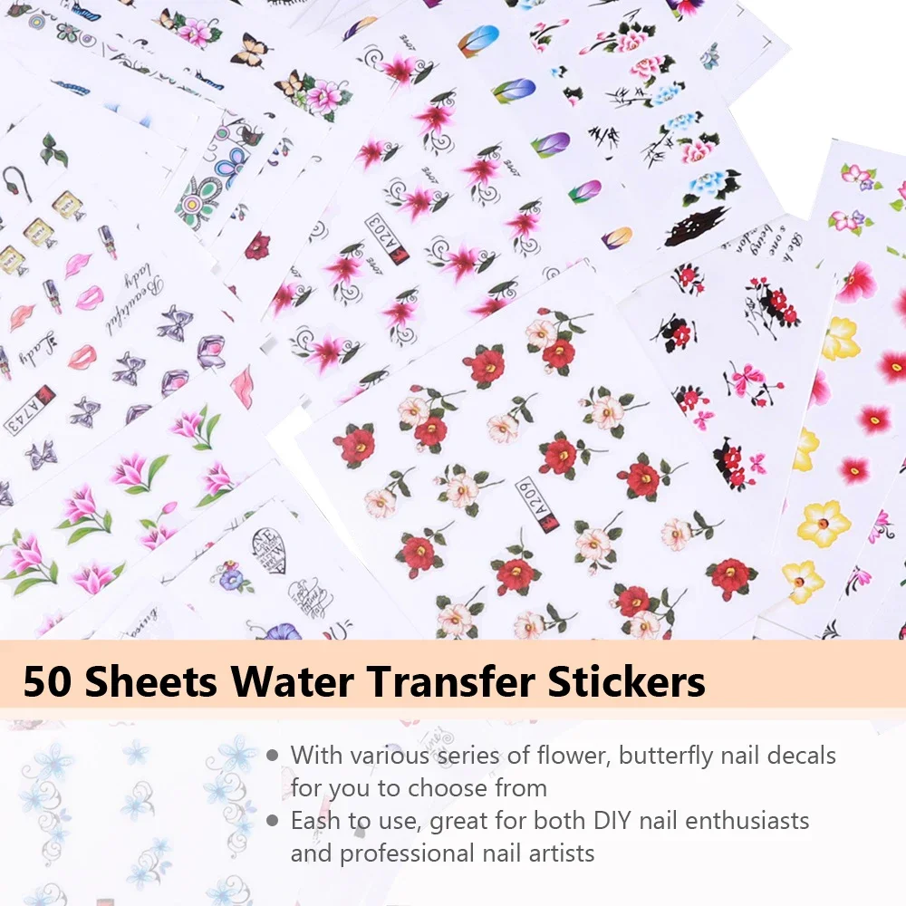Waterslide Decal Paper - 50 шт. наклеек для ногтей с