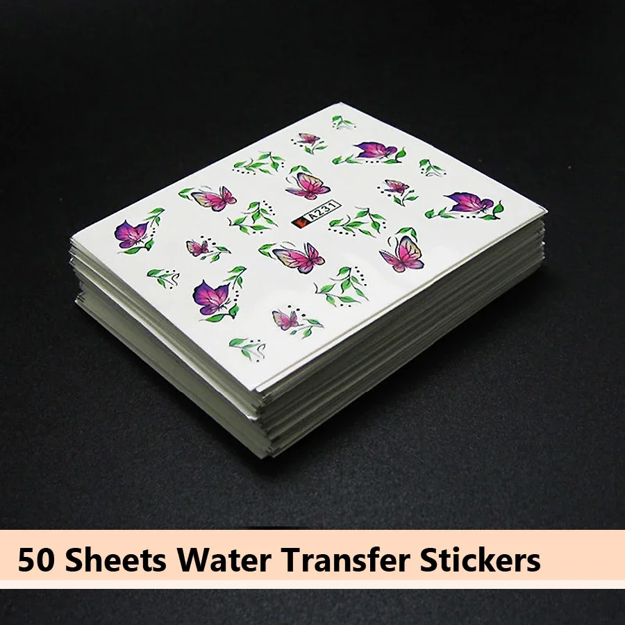 50 шт. наклеек для ногтей с ра – обзор и цена Waterslide Decal Paper